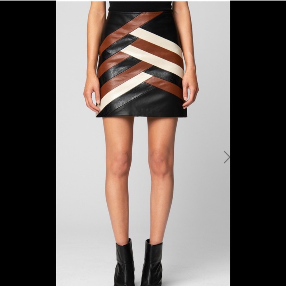Blank NYC Color-block Vegan Leather Skirt